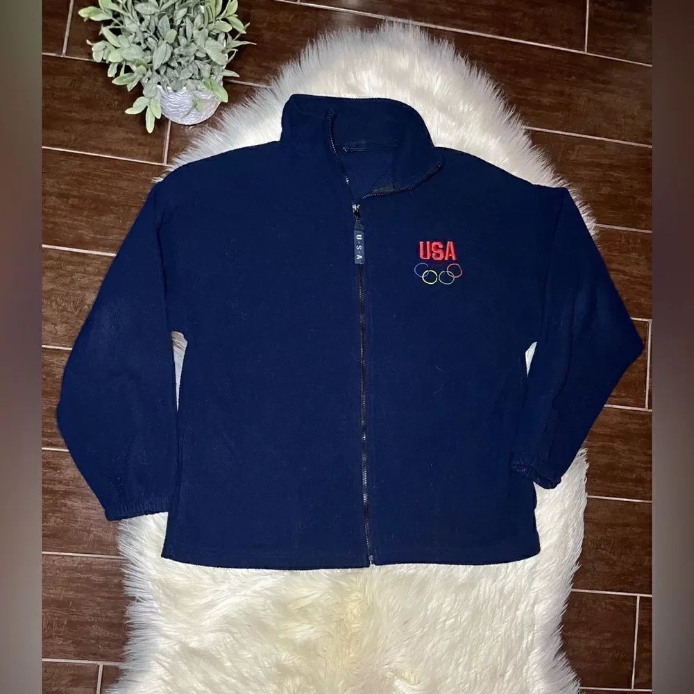 USA Olympic Navy fleece jacket sz Large